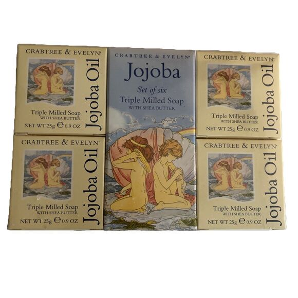Crabtree & Evelyn Jojoba Oil Triple Milled Soap  Shea Butter Set Of 6 0.9 Oz - Picture 1 of 3